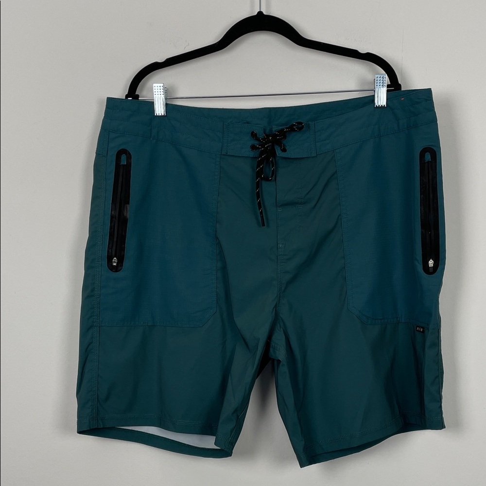 Howler Brothers Zip Pocket Teal Men's 40 Board Surf Beach Swim Trunks Shorts